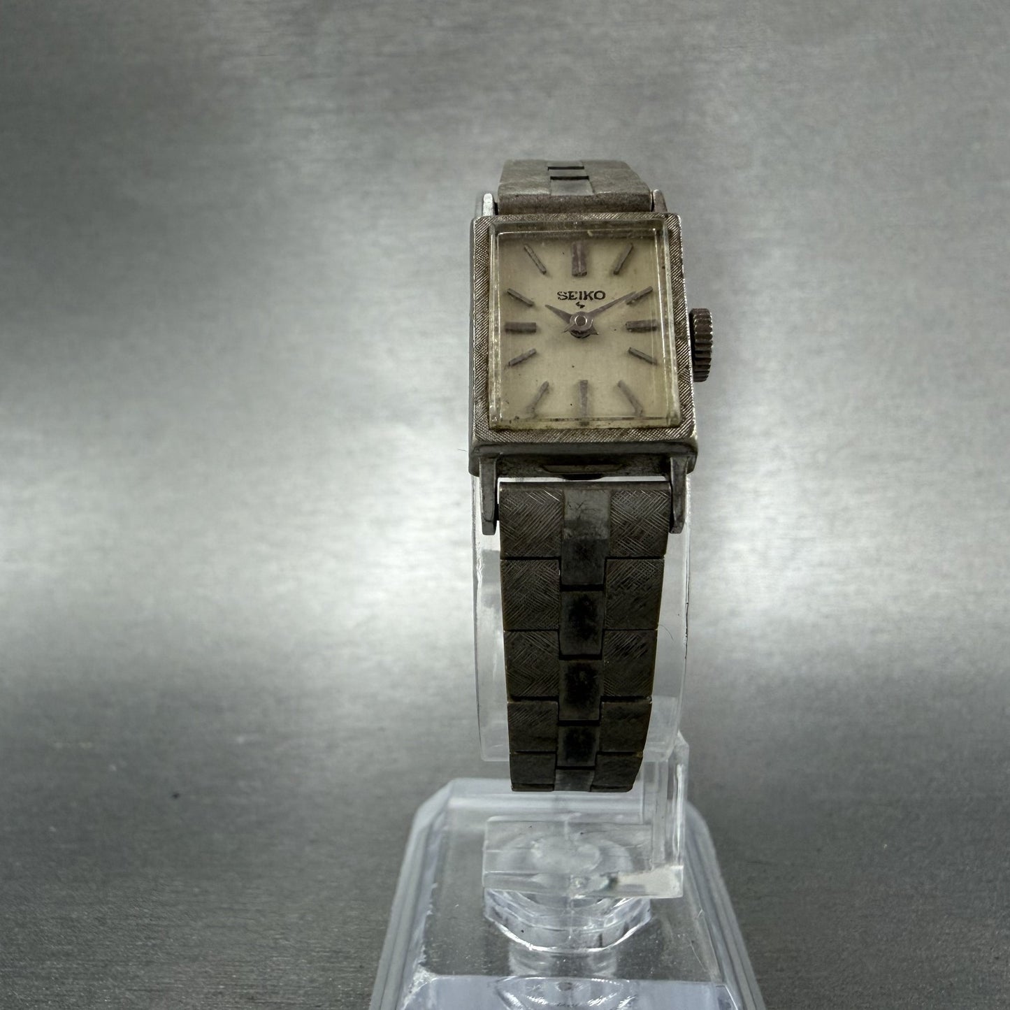 Seiko Tank Watch Women 15mm White Dial Silver Tone Manual Rectangle 11-3059 Runs5