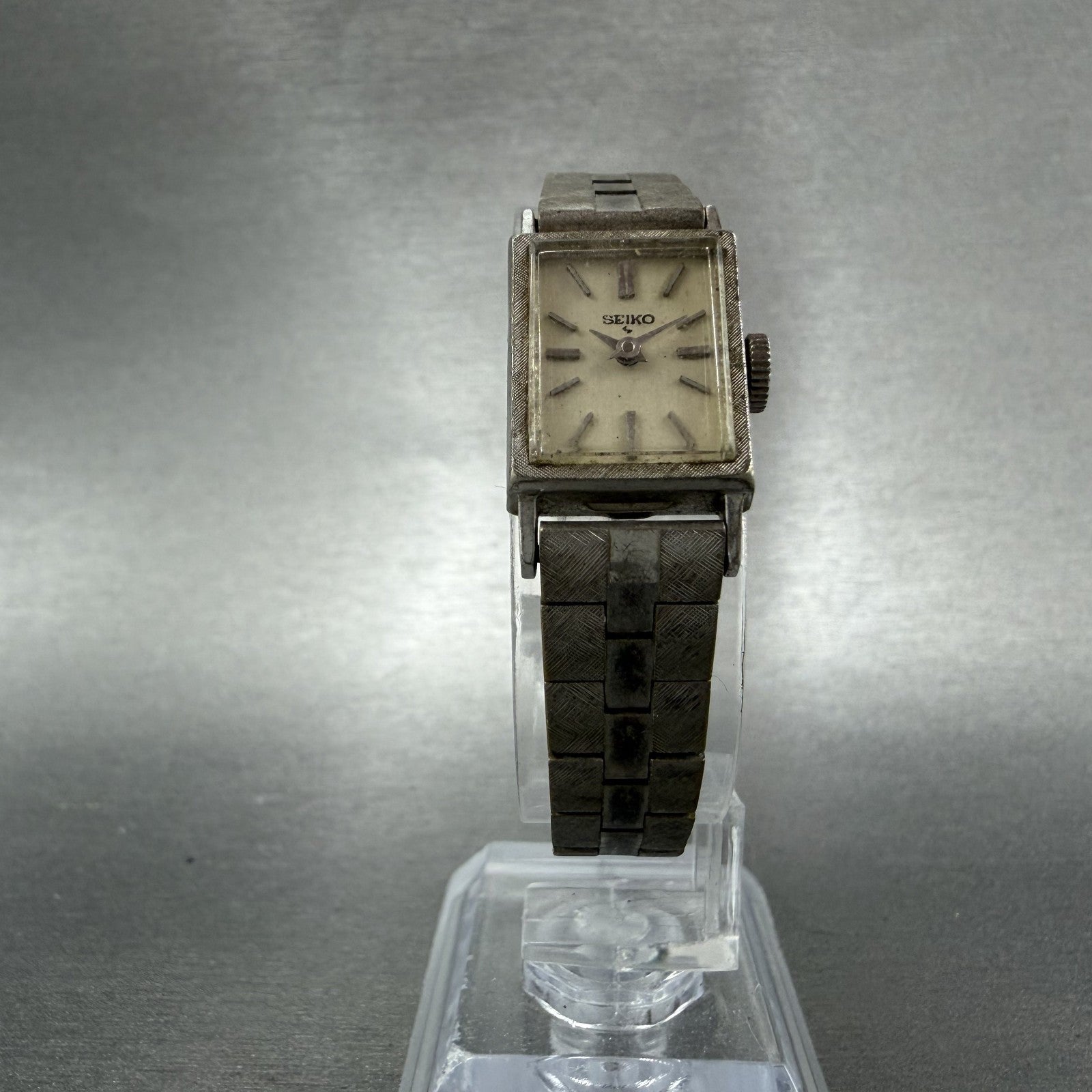 Seiko Tank Watch Women 15mm White Dial Silver Tone Manual Rectangle 11-3059 Runs5