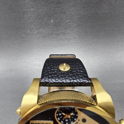 Diesel Mr. Daddy Watch Men 52mm Black Dial Gold Chronograph Digital New Battery4