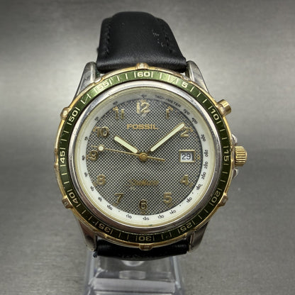 Fossil Star Master Watch Men 39mm Green Dial Silver Tone Date Backlight New Batt0