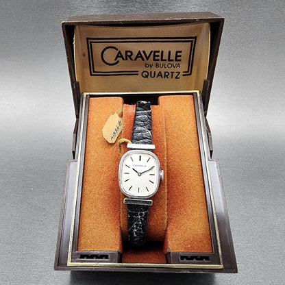 Bulova Caravelle Watch Women 17mm Silver Dial Silver Tone Manual Wind Runs NOS0