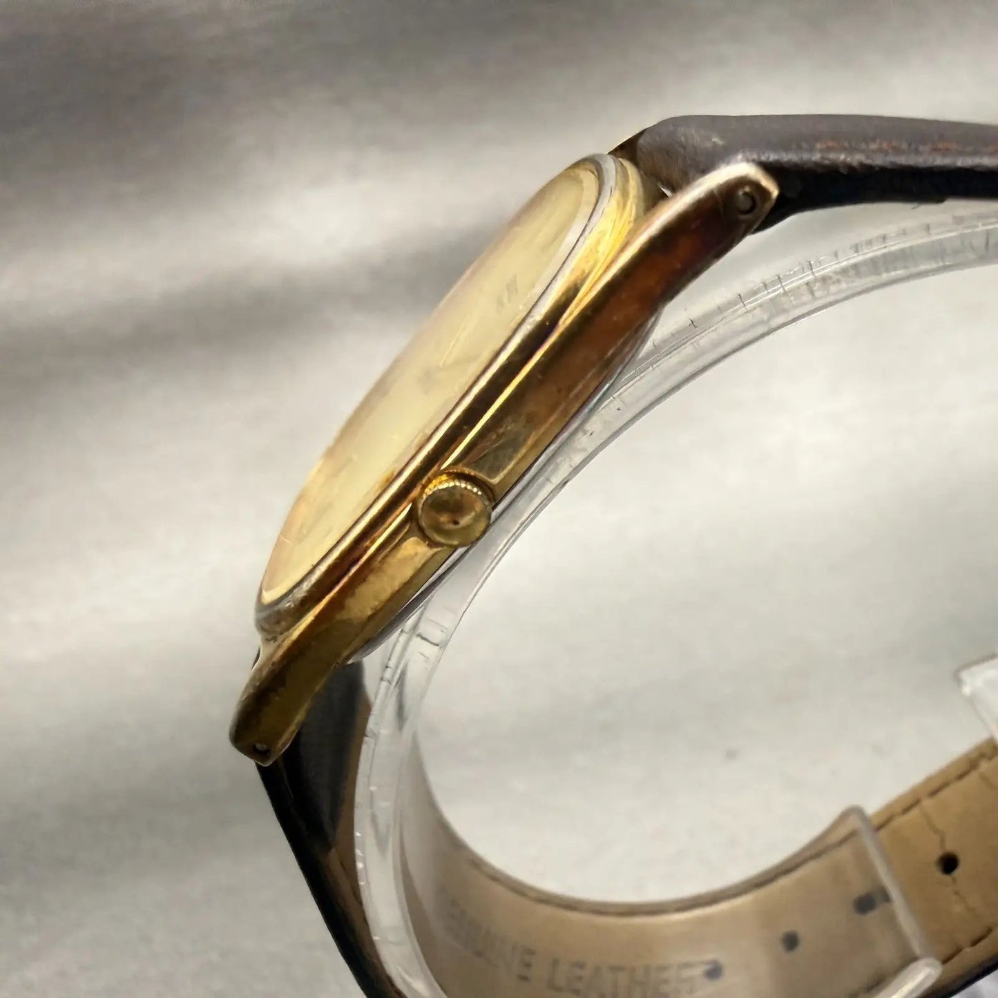 Seiko Watch Men 27mm Gold Dial Gold Tone Rectangle 7430-5319 New Battery VTG2