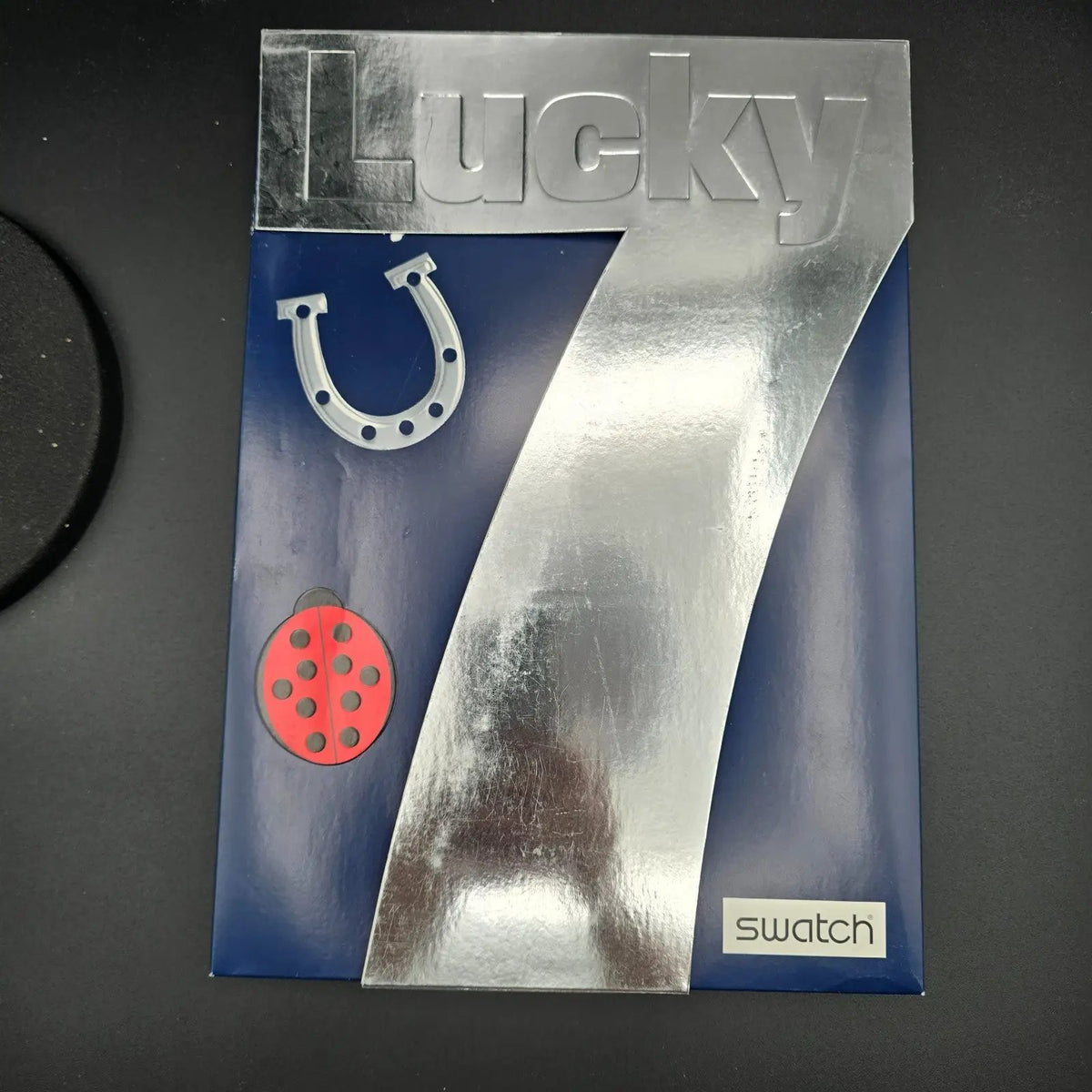 Swatch Access Lucky 7 Watch Men 34mm Blue Dial Clear Case SKZ116 New Battery NOS18