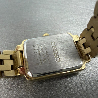 Seiko Tank Watch Women 16mm White Dial Gold Tone 1N01-0FH0 New Battery ZYGF69