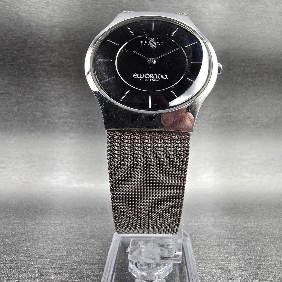 Skagen Watch Men 34mm Black Dial Silver Tone Eldorado Round 233LSSB New Battery5