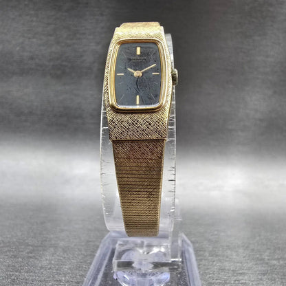 Seiko Watch Women 13mm Black Dial Gold Tone Rectangle 2E20-6139 New Battery VTGL5