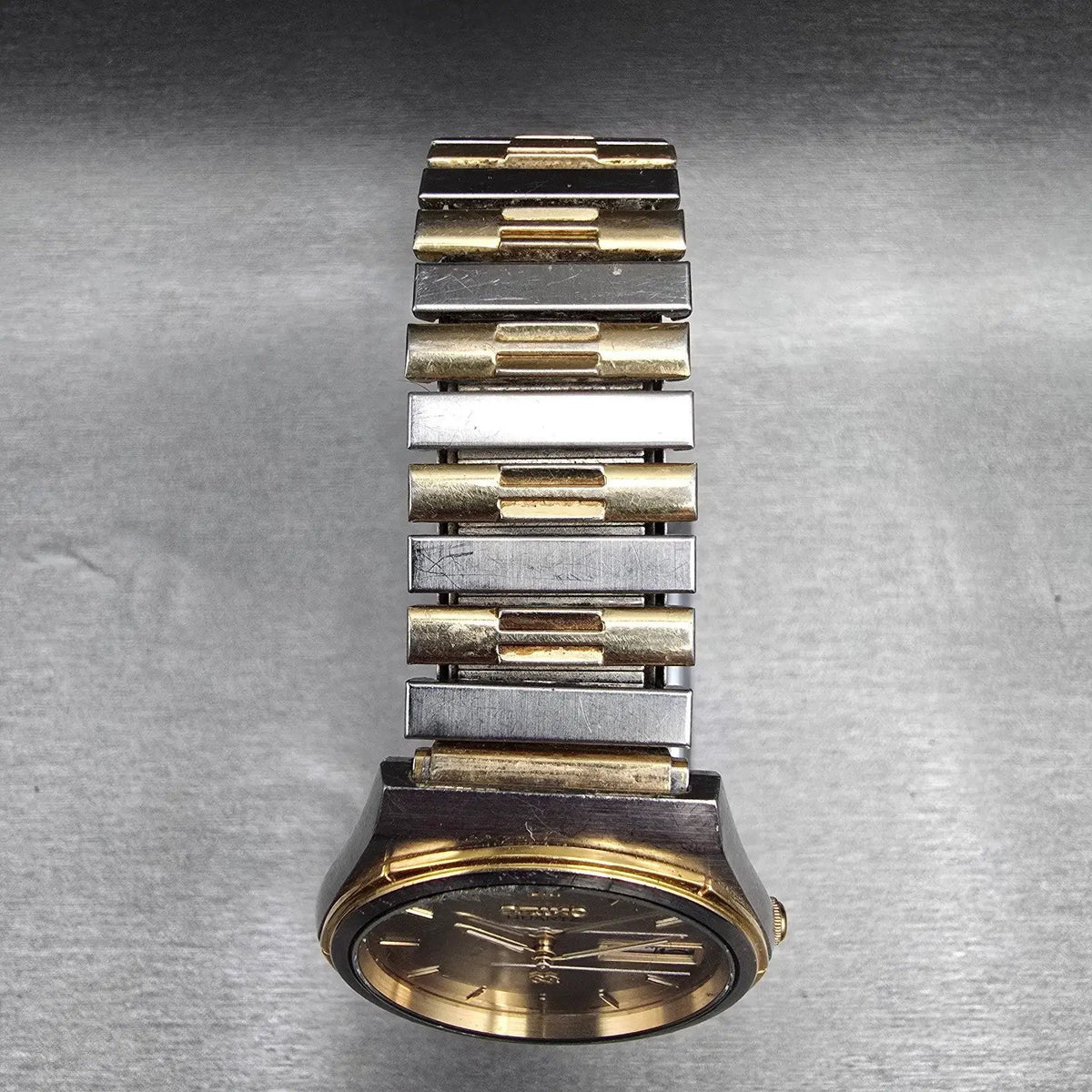 Seiko SQ Watch Men 35mm Silver Dial Two Tone Daydate Round 8123-7009 New Battery4