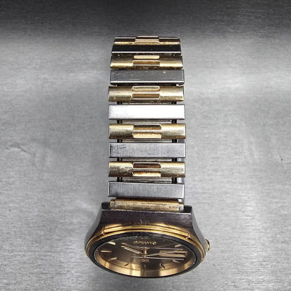 Seiko SQ Watch Men 35mm Silver Dial Two Tone Daydate Round 8123-7009 New Battery4