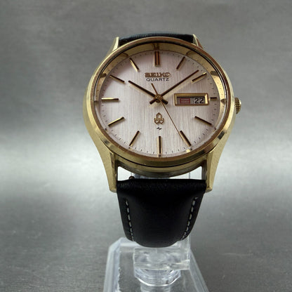 Seiko Watch Men 36mm Silver Dial Gold Tone Round Daydate 0843-8051 New Battery5
