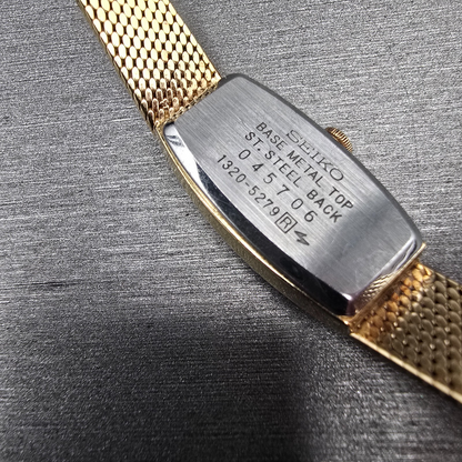 Seiko Watch Women 13mm Brown Dial Gold Oval 1320-5279 New Battery Vintage10