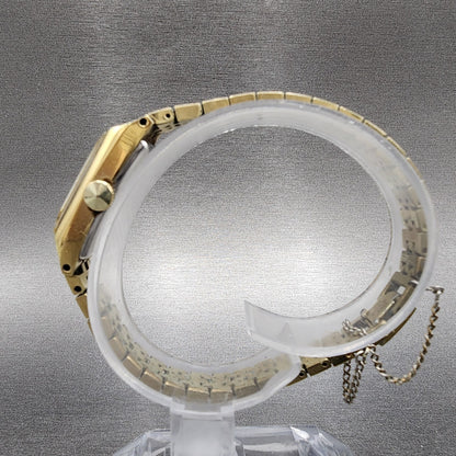 Seiko Tank Watch Women 12mm Champagne Dial Gold Tone Rectangle Manual Wind Runs6