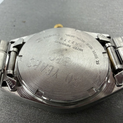 Seiko SQ Watch Men 33mm Silver Dial Two Tone Date 5y22-6009 New Battery9