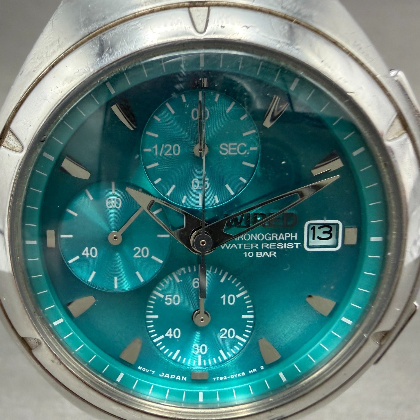Seiko Wired Chronograph Watch Men 40mm Blue Dial Steel Date 7T92-0TB0 NewBattery1