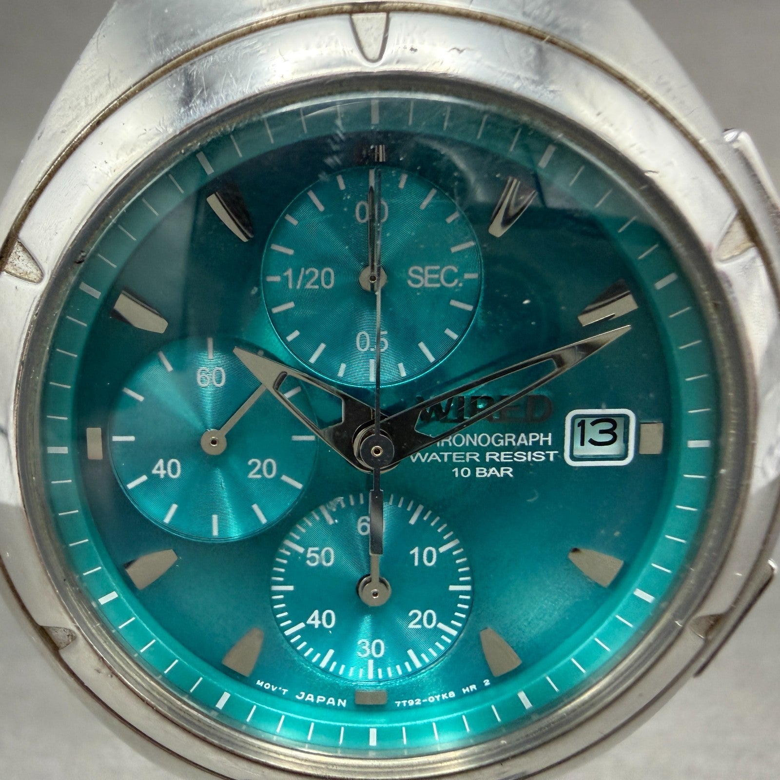 Seiko Wired Chronograph Watch Men 40mm Blue Dial Steel Date 7T92-0TB0 NewBattery1