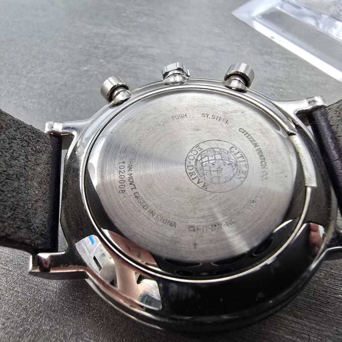 Citizen Eco-Drive Chronograph Watch Men 39mm Black Dial Steel Date Round JDM9