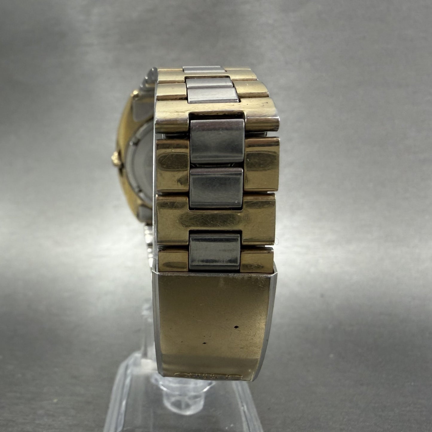 Seiko Automatic Watch Men 39mm Gold Dial Gold Tone Daydate Oval 70065009 Runs A7