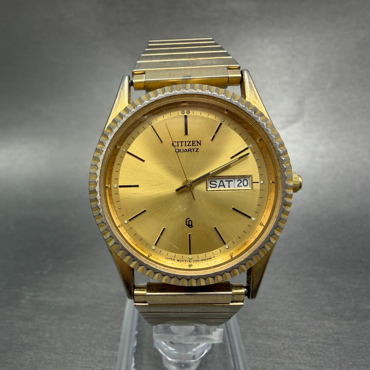 Citizen CQ President Watch Men 35mm Champagne Dial Gold Tone Daydate PARTS VTG0
