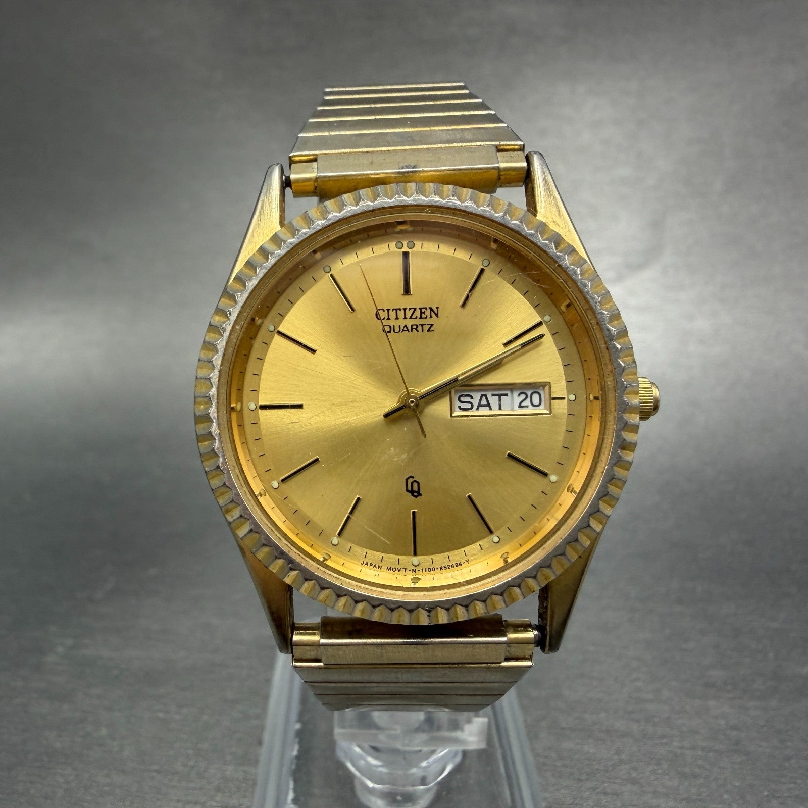 Citizen CQ President Watch Men 35mm Champagne Dial Gold Tone Daydate PARTS VTG0