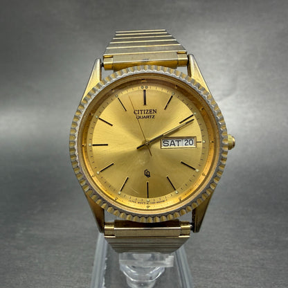 Citizen CQ President Watch Men 35mm Champagne Dial Gold Tone Daydate PARTS VTG0
