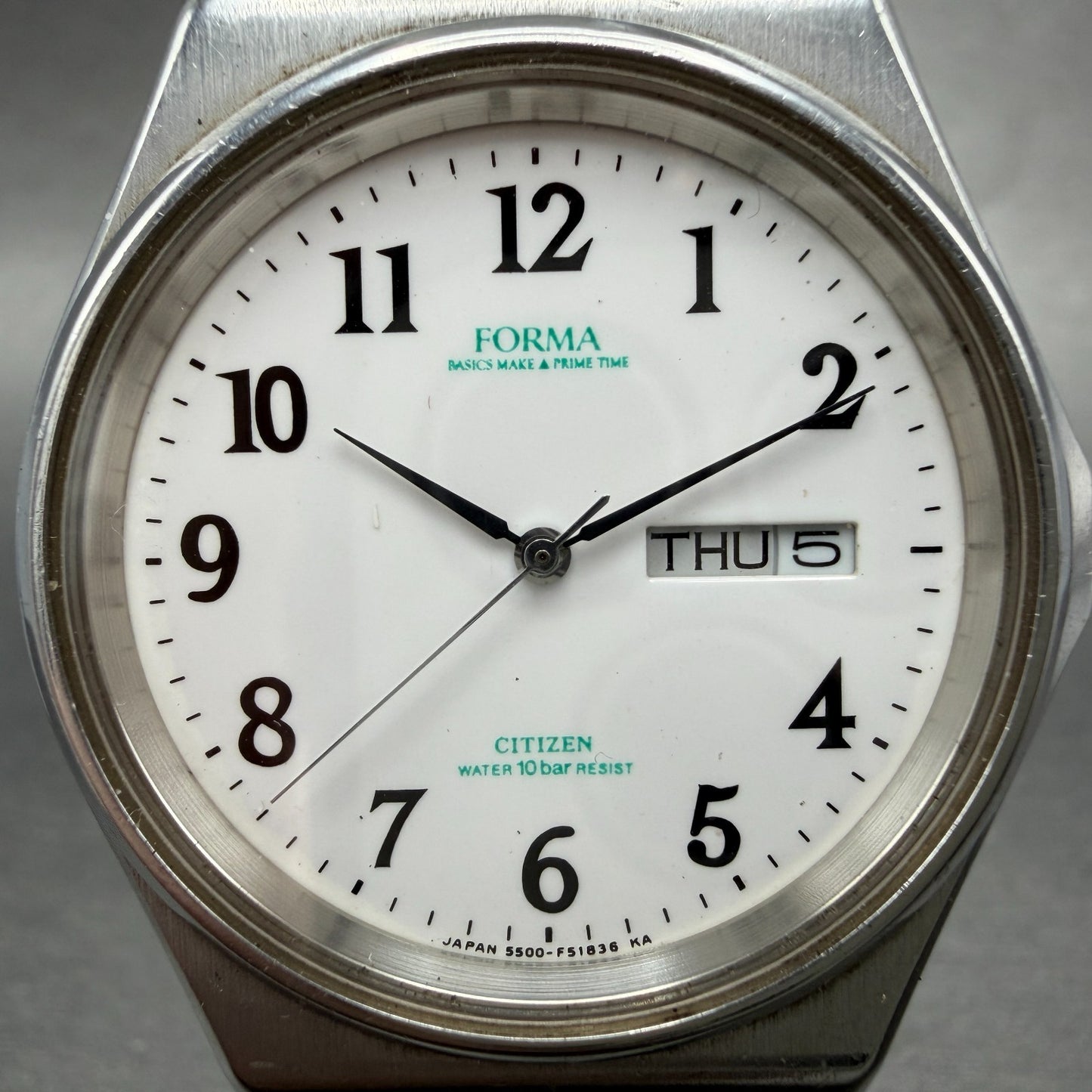 Citizen Forma Watch Men 36mm White Dial Silver Tone Daydate 5500-F50107 New Bat61