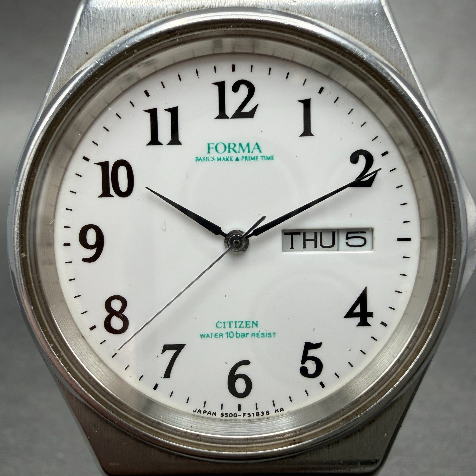 Citizen Forma Watch Men 36mm White Dial Silver Tone Daydate 5500-F50107 New Bat61