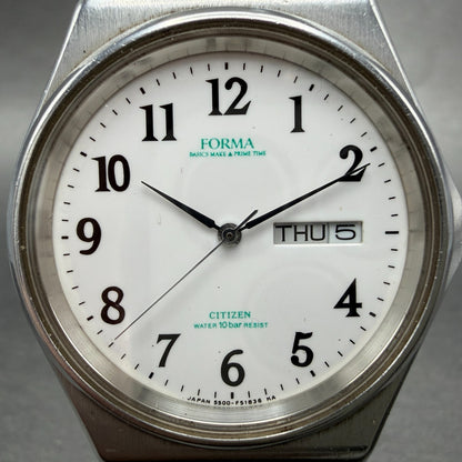 Citizen Forma Watch Men 36mm White Dial Silver Tone Daydate 5500-F50107 New Bat61