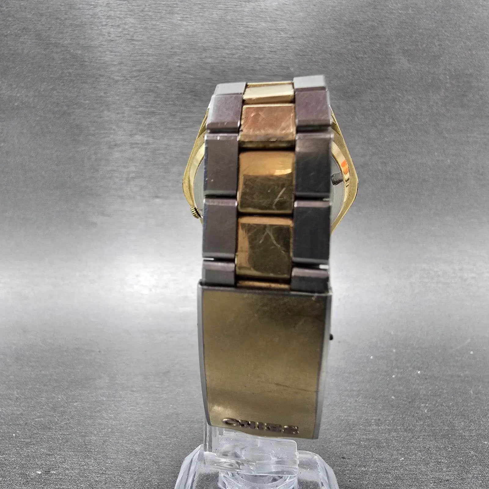 Seiko Automatic Watch Men 38mm Brown Dial Two Tone Daydate 7009-8049 Runs7