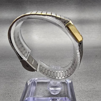 Seiko Tank Watch Women 13mm Silver Dial Two Tone Rectangle 1E20-5520 New Battery8