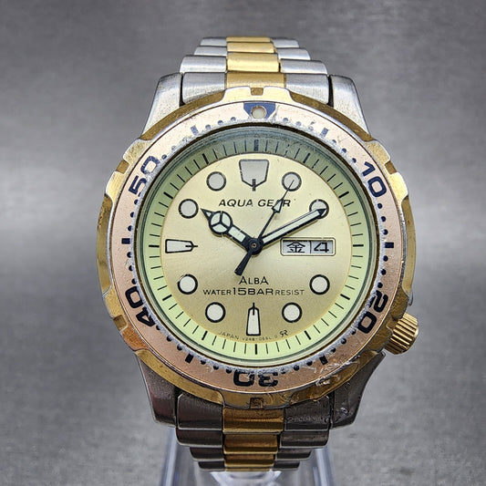 Seiko ALBA Aqua Gear Watch Women 31mm Champagne Dial Two Tone Daydate New Batt0