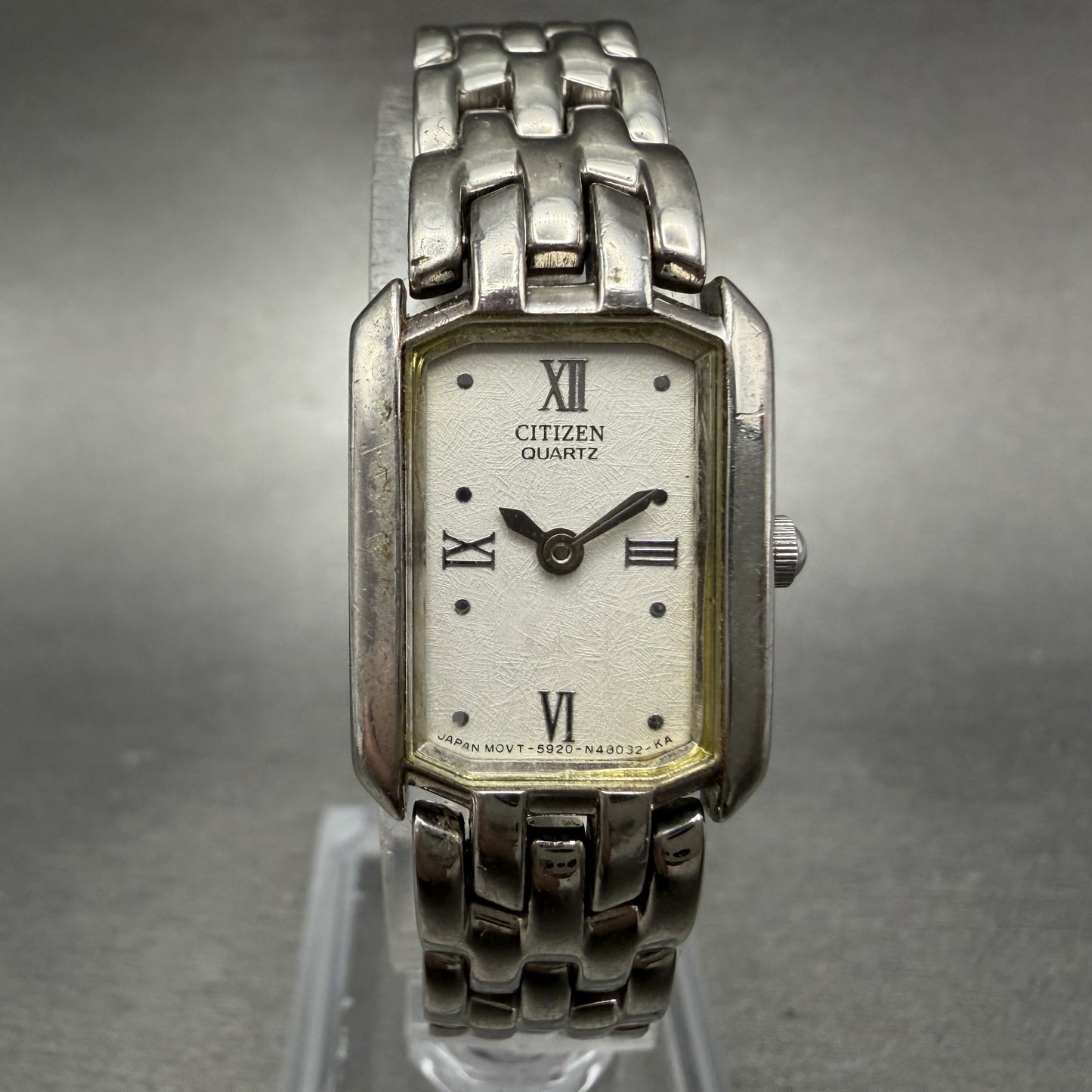 Citizen Tank Watch Women 17mm White Dial Silver Tone 5920-S53124 New Battery0