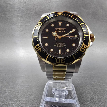 Invicta Pro Diver Watch Men 40mm Black Dial Two Tone Date Round 9309A NewBattery5