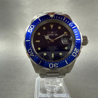 Invicta Pro Diver Watch Men 40mm Blue Dial Silver Tone Date 9308 New Battery5