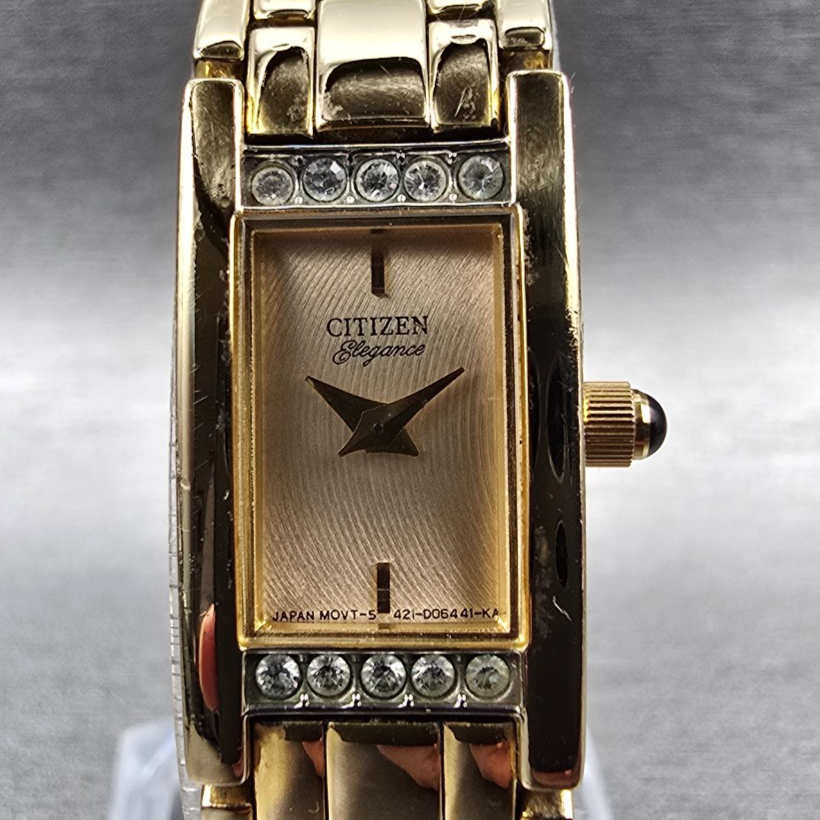 Citizen Elegance Watch Women 13mm Gold Dial Gold Tone 5421-S91603 New Battery 671