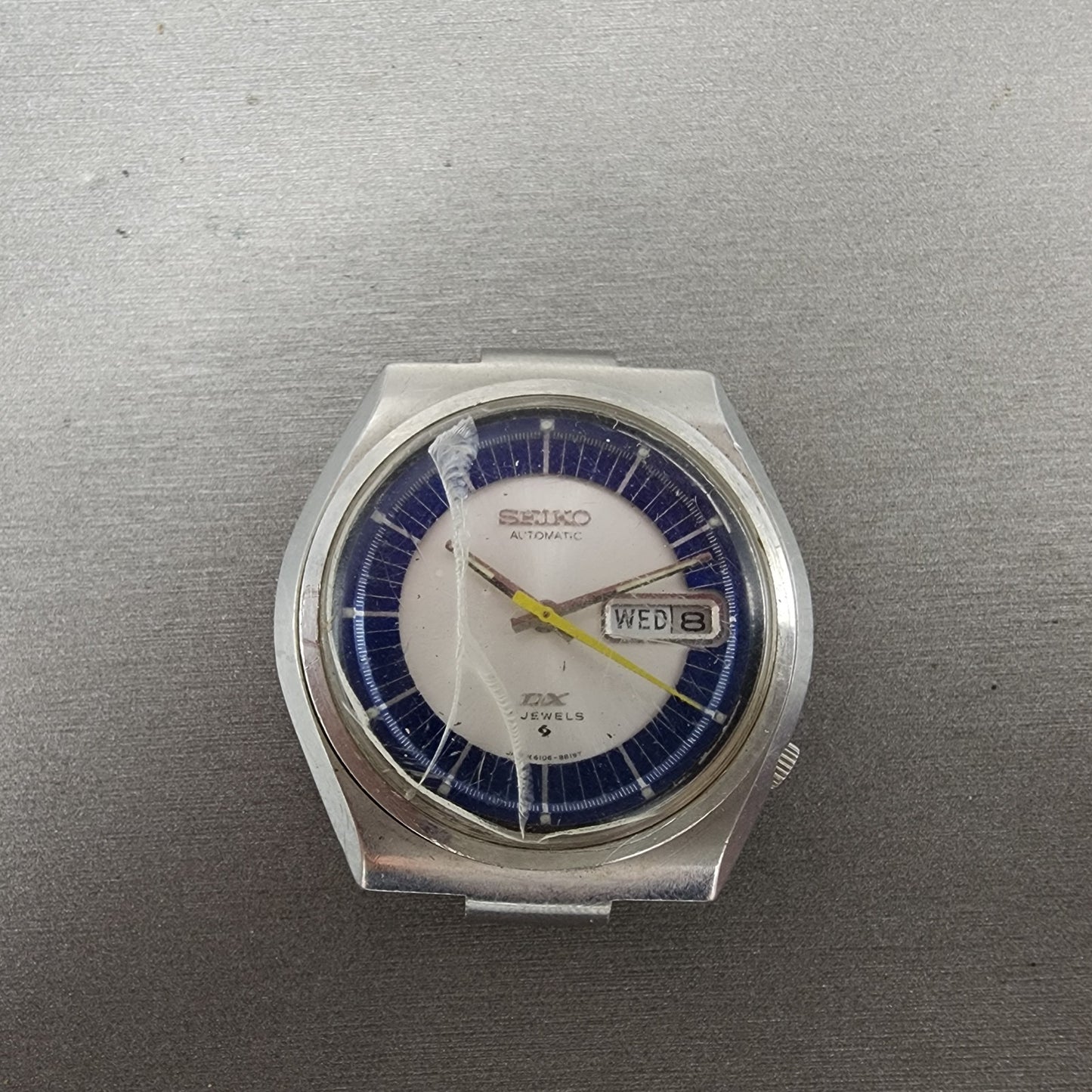 Seiko Automatic DX Watch Men 38mm Silver & Blue Dial Silver Tone Daydate PARTS0