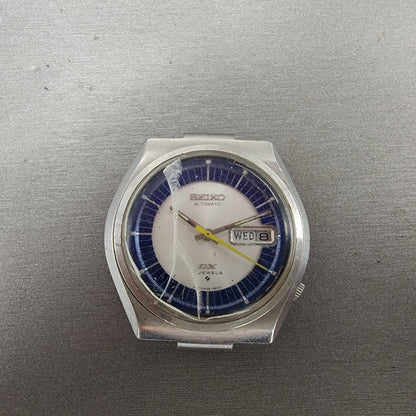 Seiko Automatic DX Watch Men 38mm Silver & Blue Dial Silver Tone Daydate PARTS0