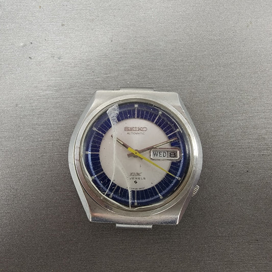 Seiko Automatic DX Watch Men 38mm Silver & Blue Dial Silver Tone Daydate PARTS0