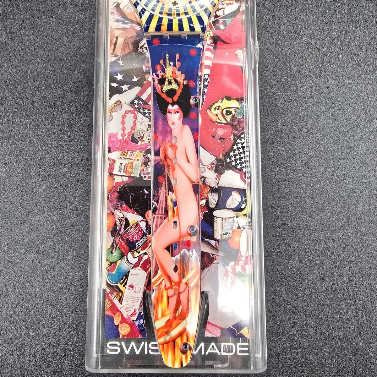 Swatch Time Tranny Watch Men 34mm David LaChapelle Round GZ163 New Battery NOS6