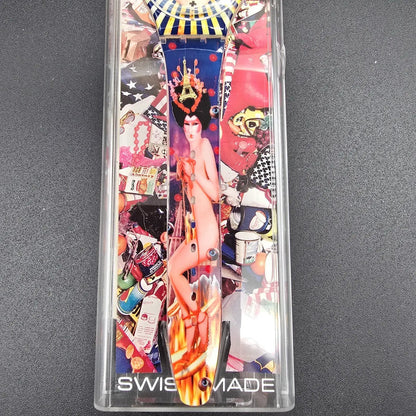 Swatch Time Tranny Watch Men 34mm David LaChapelle Round GZ163 New Battery NOS6