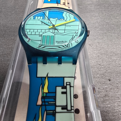 Swatch Metroscape Watch Men 34mm Blue Dial Blue Case GN109 New Battery NOS6