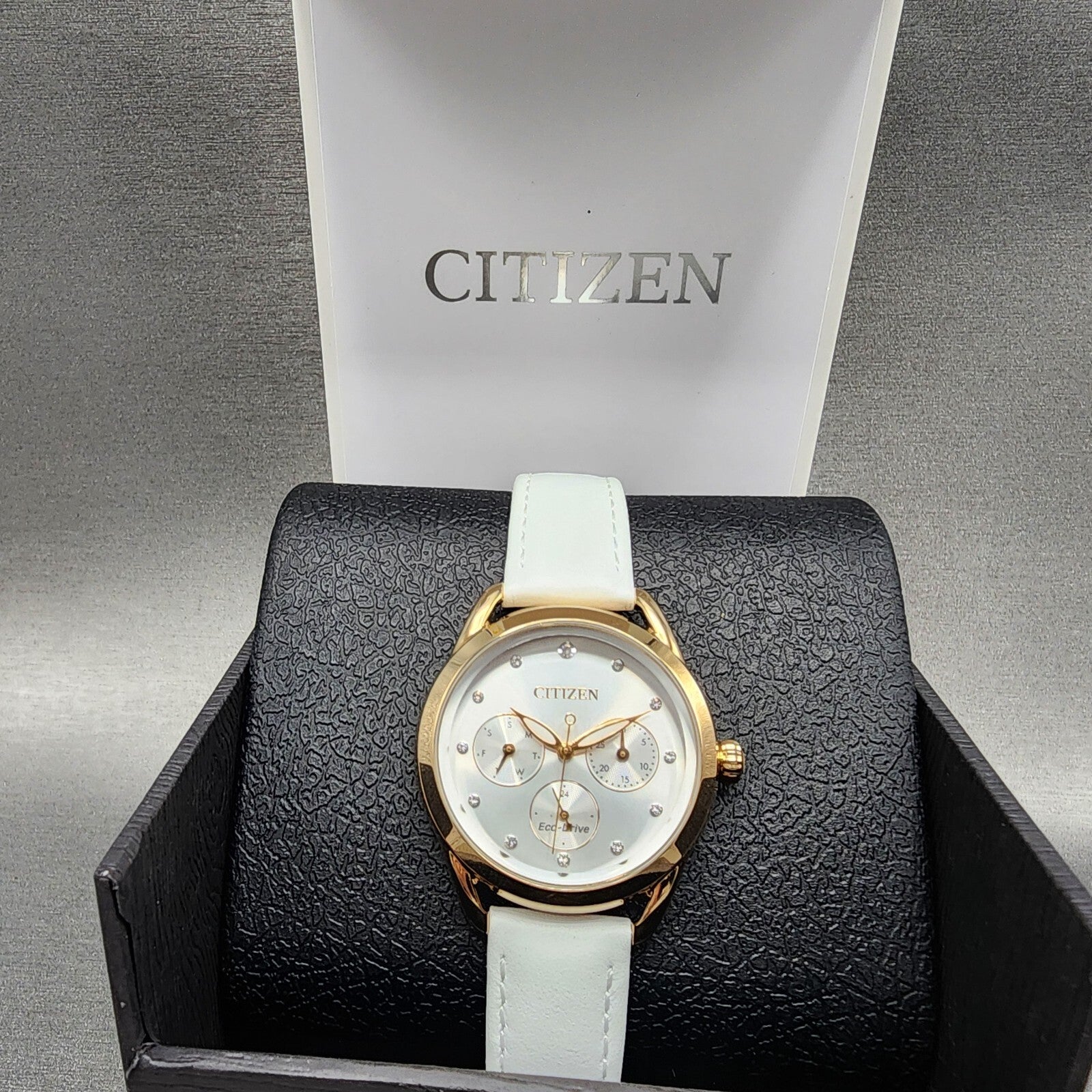 Citizen EcoDrive Watch Women 38mm Silver Dial Rose Gold Tone Daydate Round Runs0
