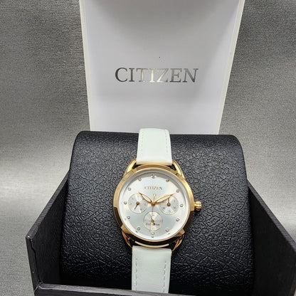 Citizen EcoDrive Watch Women 38mm Silver Dial Rose Gold Tone Daydate Round Runs0