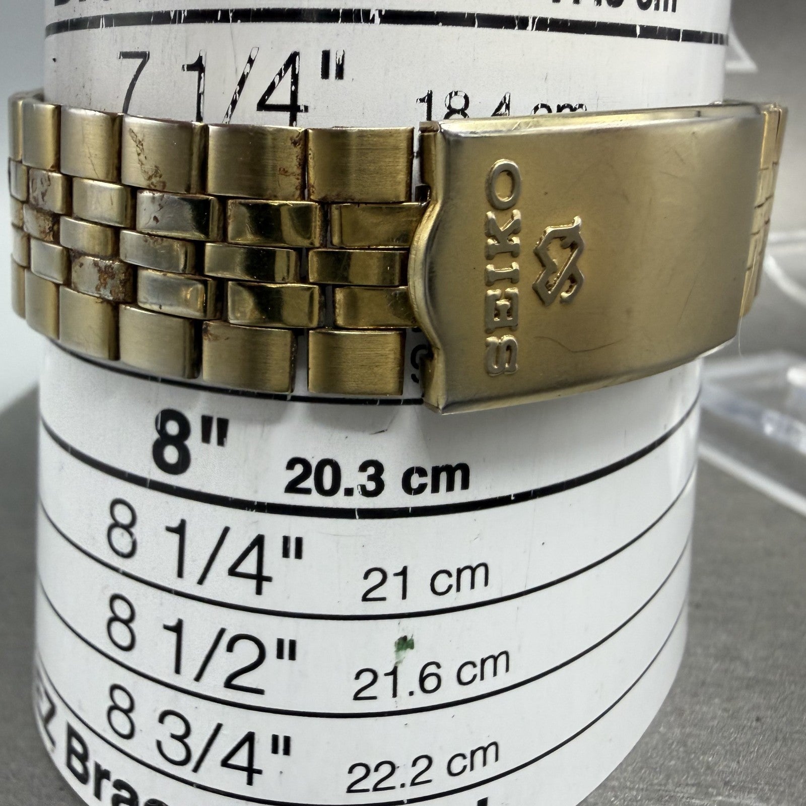 Seiko SQ Watch Men 35mm Gold Dial Gold Tone Daydate Round 5Y23-8040 New Battery10