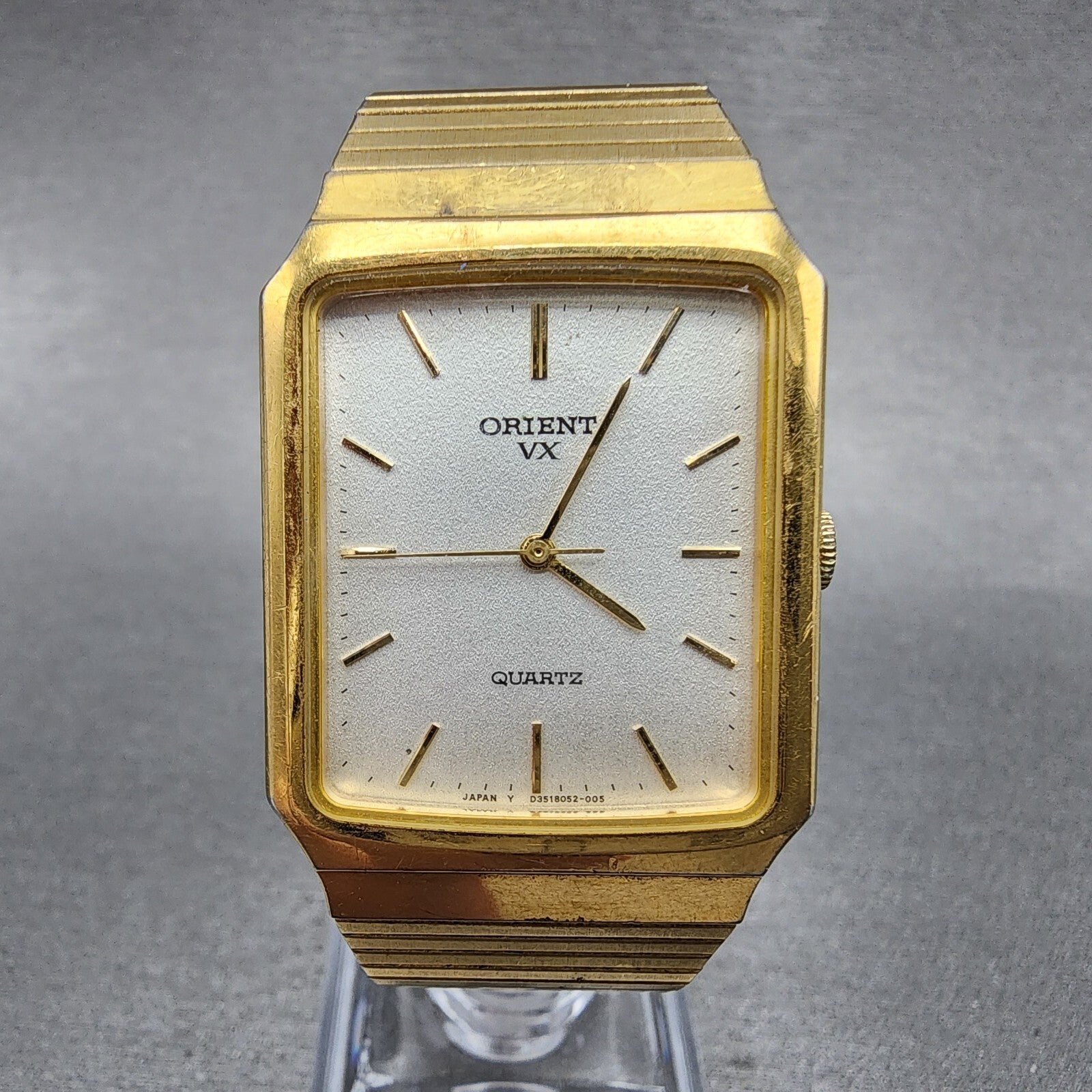 Orient VX Tank Watch Men 27mm Silver Dial Gold Tone Rectangle  PARTS0
