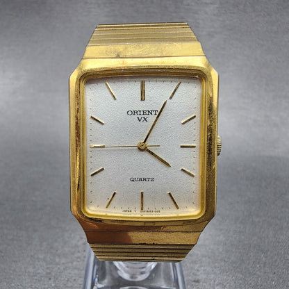 Orient VX Tank Watch Men 27mm Silver Dial Gold Tone Rectangle  PARTS0