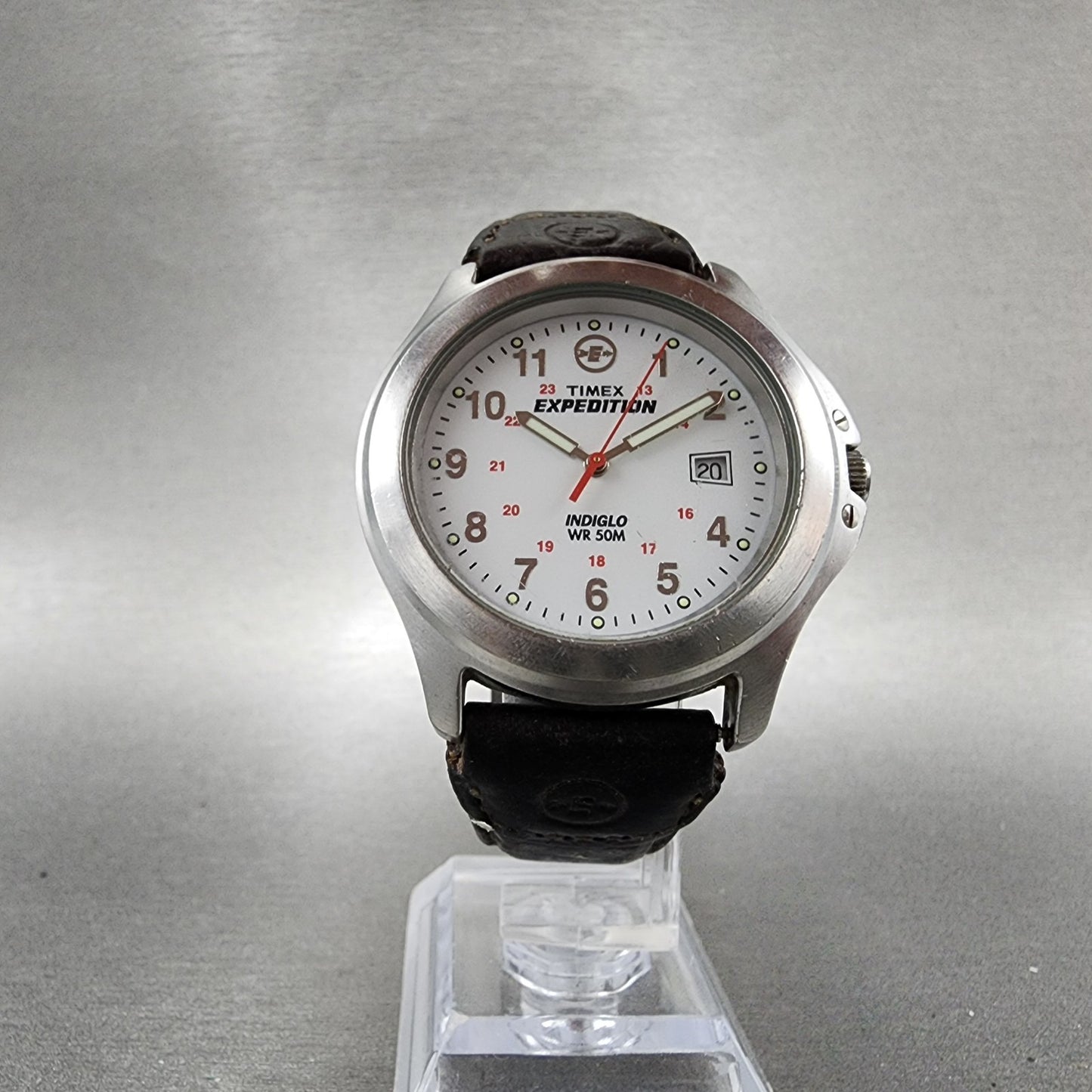 Timex Expedition Watch Men 39mm White Dial Silver Tone READ!!! Round New Battery5