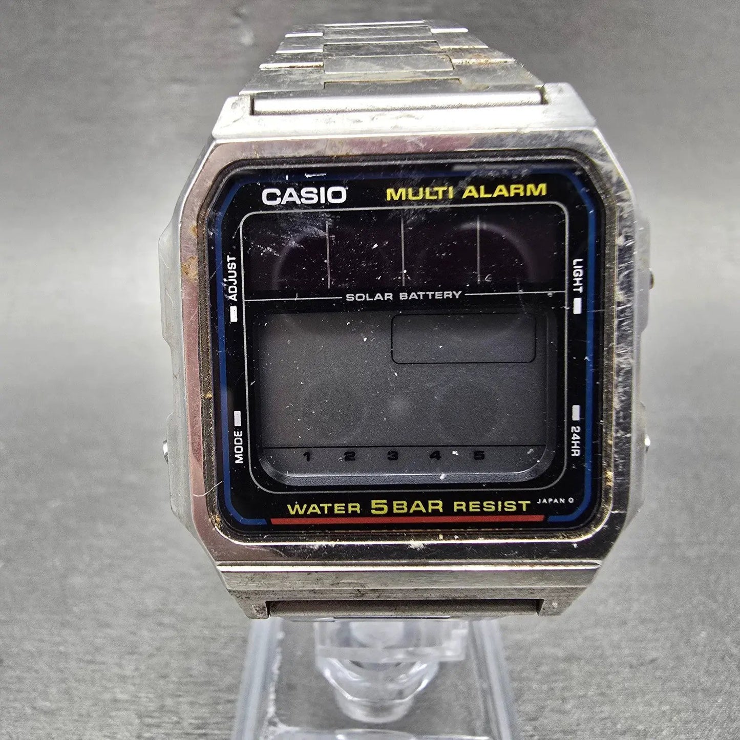 Casio WL-50 Watch Men 32mm Silver Alarm Chronograph Solar Digital PARTS Vintage0