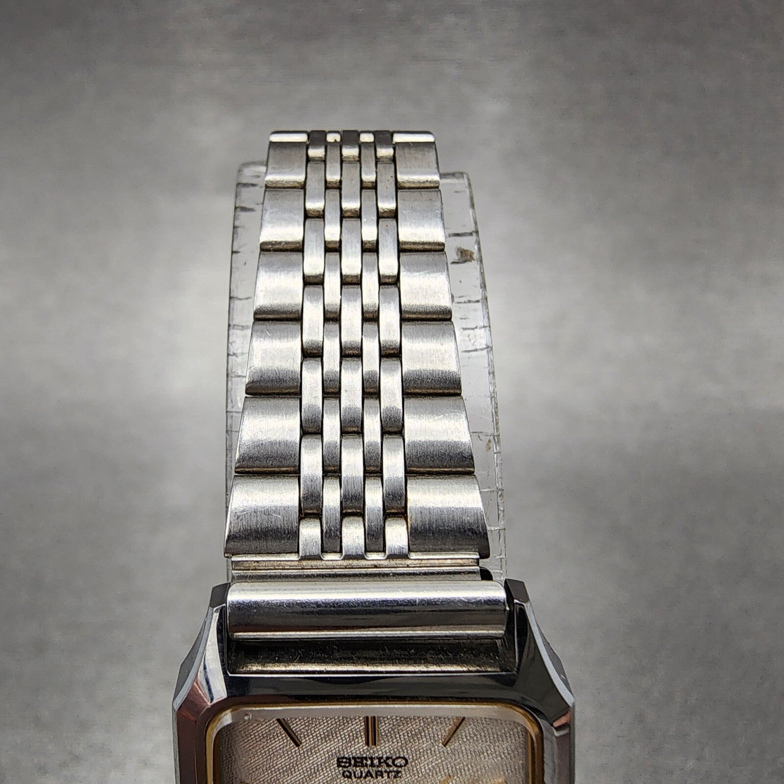 Seiko Tank Watch Women 20mm Silver Dial Two Tone 73215700 New Battery5