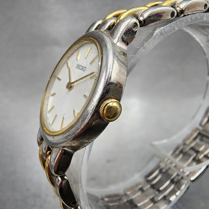 Seiko Watch Women 24mm Silver Dial Two Tone Round V7006379 New Battery2