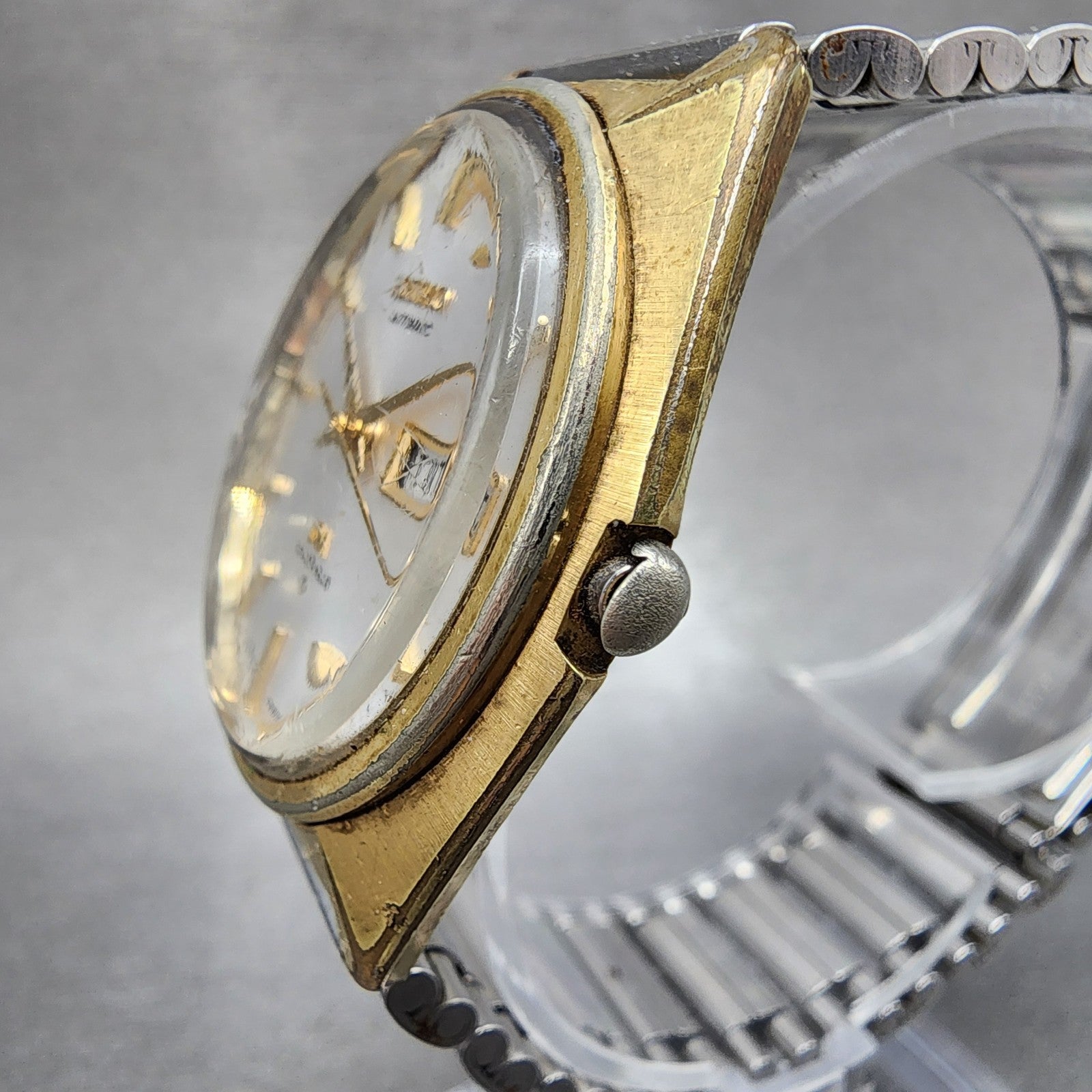 Seiko Lord Matic Watch Men 35mm Silver Dial Gold Tone Daydate 56067000 Run READ2