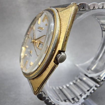 Seiko Lord Matic Watch Men 35mm Silver Dial Gold Tone Daydate 56067000 Run READ2